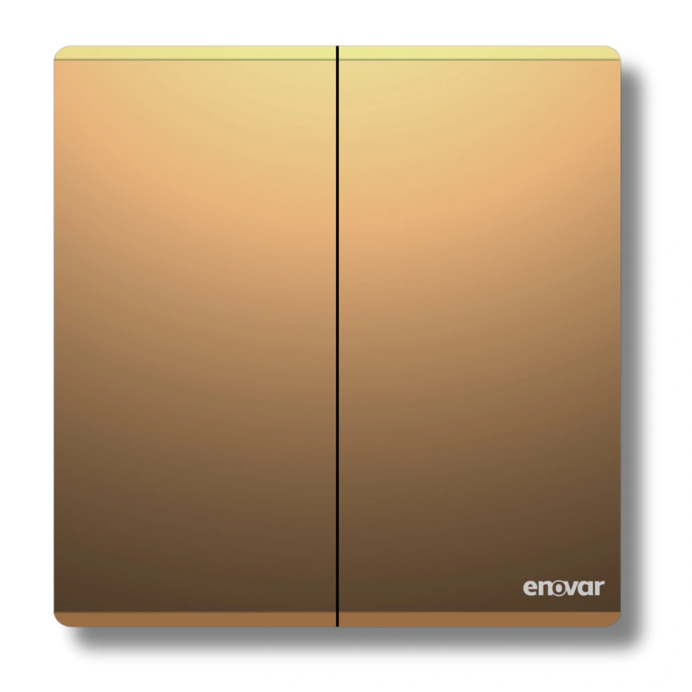 Aurora (2) ENOVAR Aurora 2 Gang 2 Way Switch securely mounted on a white wall.