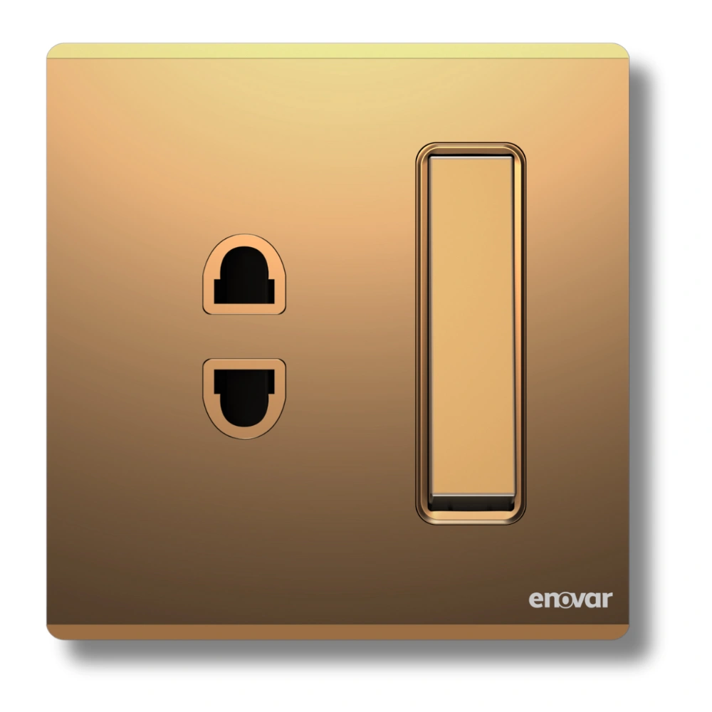 Aurora (7) ENOVAR (Aurora) 2 Pin Socket with Switch, white finish, with integrated switch.