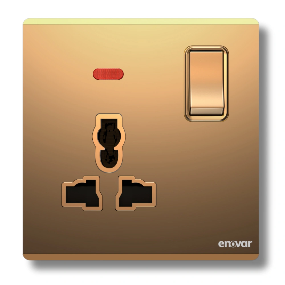 Aurora (8) ENOVAR (Aurora) 3 Pin Multi Socket with Switch showing individual switches and outlets.