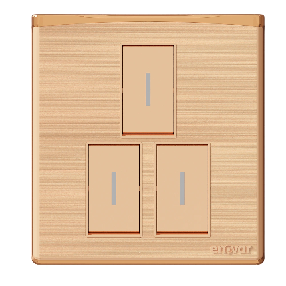 Lumigold (10) ENOVAR 3GS1G (Lumigold) 3 Gang Switch - 1 Way - Image 1