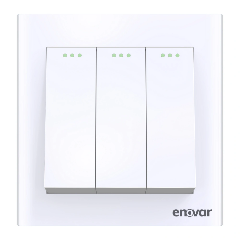 Orchid (13) ENOVER 3GS1G Orchid 3 Gang 1 Way Switch, elegant white wall mounted.