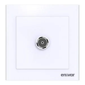 ENOVAR (Orchid) TV Socket on a white wall, ready for installation.