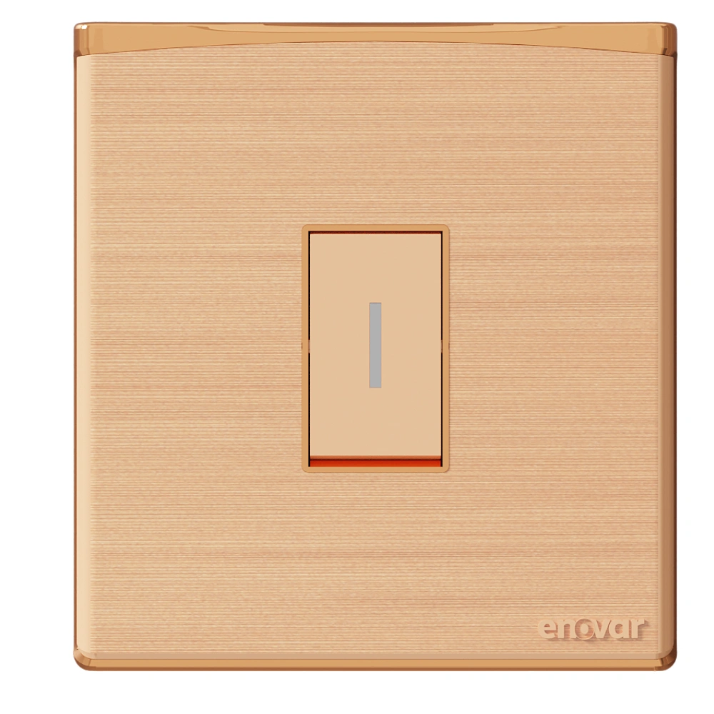 ENOVER 1GS2G Lumigold 1 Gang 2 Way Switch, white, installed on a wall.