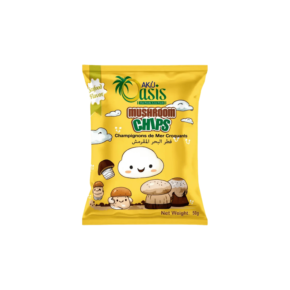 AKIJ Oasis Mushroom Chips – Seafood Flavor vibrant 50g pack