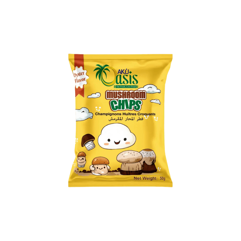 AKIJ Oasis Mushroom Chips – Oyster Flavor 50g crunchy crisp pack