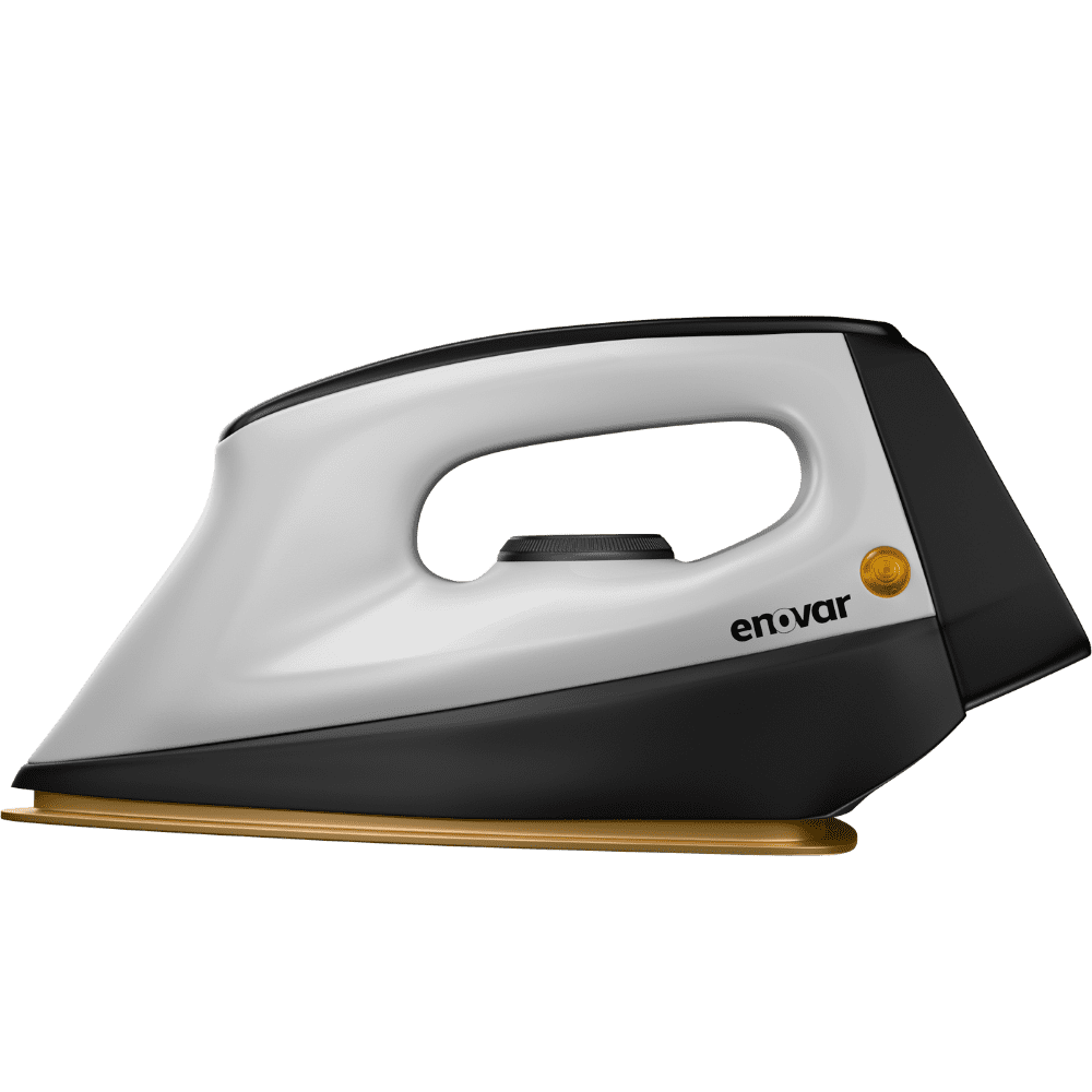 Enovar Heavy Dry Iron-Matte Black-EHDI02 on an ironing board, ready to use
